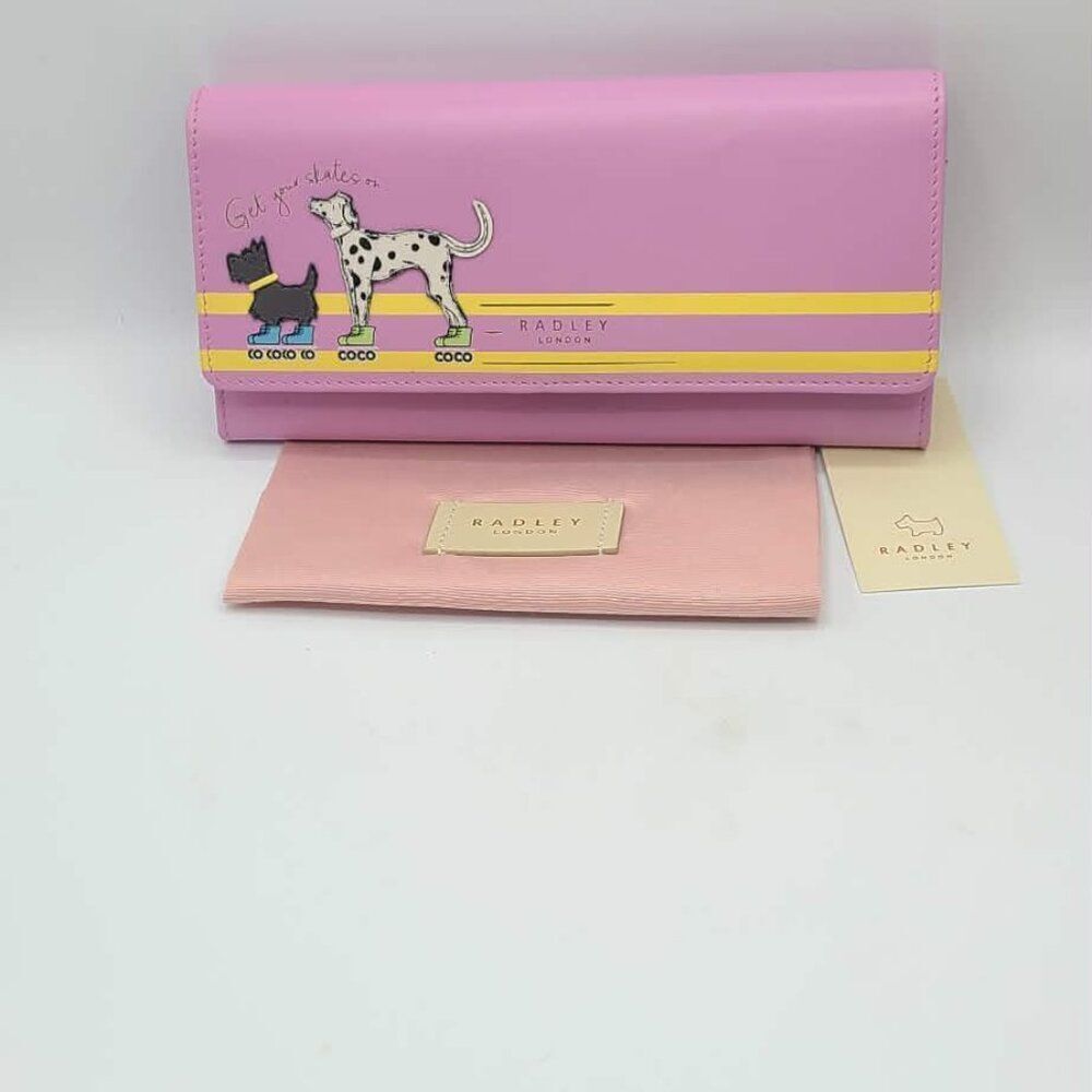 Radley London Pink Leather Got Your Skates On Large Matinee Wallet NWT